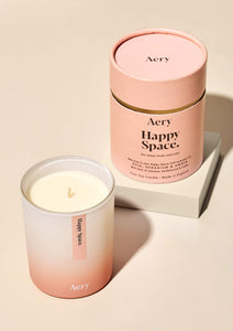 Happy Space Scented Candle - Rose Geranium and Amber - Zebra Blush