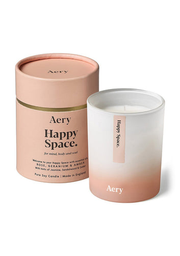 Happy Space Scented Candle - Rose Geranium and Amber - Zebra Blush