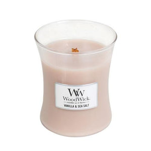 Vanilla and Sea Salt Woodwick Medium Candle - Zebra Blush
