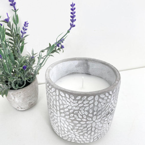 Sunburst Citronella Concrete Candle Pot, Sml - Zebra Blush