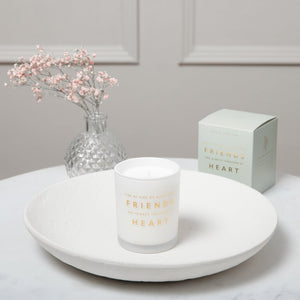 Friends Are Always Together At Heart' Candle Fresh Linen and White Lily