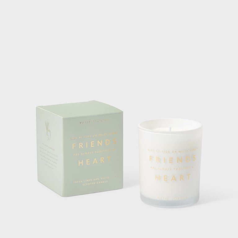 Friends Are Always Together At Heart' Candle Fresh Linen and White Lily