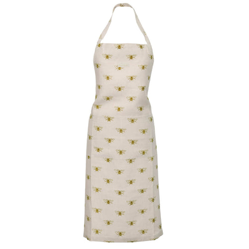 Adult Apron - Linen - Bees - Zebra Blush