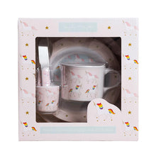 Load image into Gallery viewer, Childrens Melamine Breakfast Set - Unicorn - Zebra Blush
