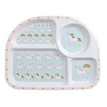 Load image into Gallery viewer, Childrens Melamine Divider Plate - Unicorn - Zebra Blush
