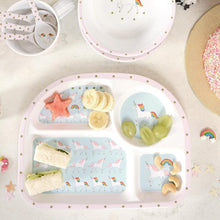 Load image into Gallery viewer, Childrens Melamine Divider Plate - Unicorn - Zebra Blush
