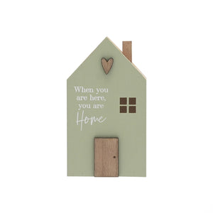 Moments Mini House Plaque Home Is Here Green