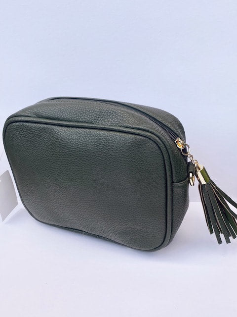 Cross Body Bag - Khaki Green Single Zip