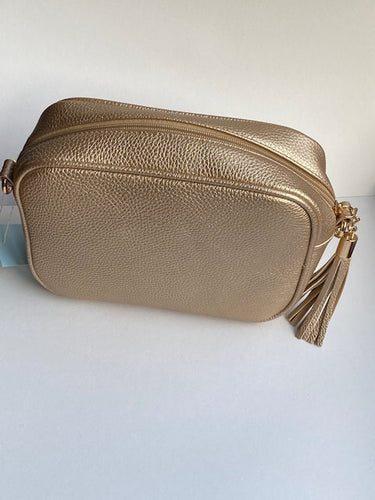 Cross Body Bag, Gold Single Zip - Zebra Blush