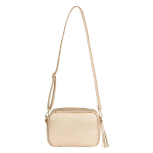 Cross Body Bag, Gold Single Zip - Zebra Blush