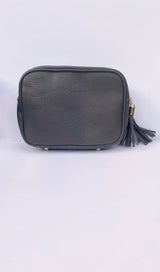 Cross Body Bag, Dark Grey, Double Zip - Zebra Blush