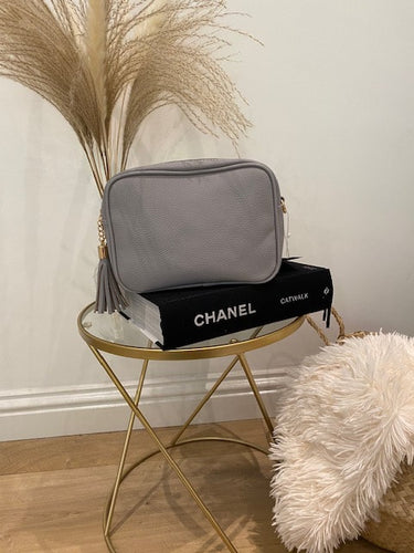 Cross Bag, Pale Grey Double Zip - Zebra Blush