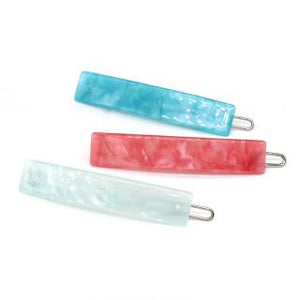 3 PACK AQUA/CORAL MIX SHELL EFFECT HAIR SLIDES - Zebra Blush