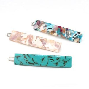 3 PACK TURQOISE MIX SHELL EFFECT HAIR SLIDES - Zebra Blush