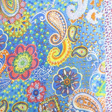 Load image into Gallery viewer, AQUA/BLUE MIX BRIGHT PAISLEY SILK FEEL SCARF - Zebra Blush
