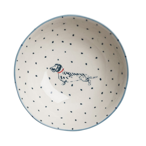 Nibbles Bowl - Stoneware - Fetch (Dachshund) - Zebra Blush