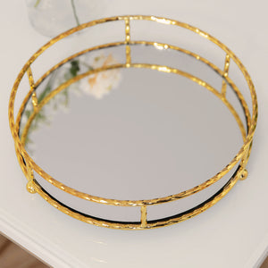 Estella Gold Metal Mirrored Tray - Zebra Blush