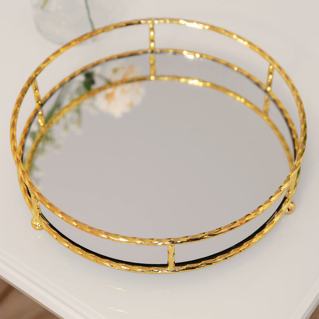 Estella Gold Metal Mirrored Tray - Zebra Blush