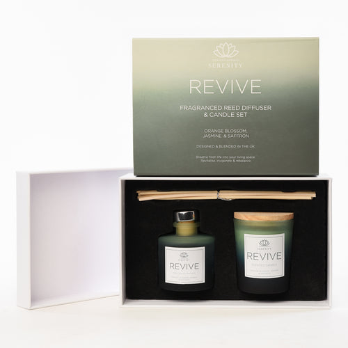 Serenity Revive - Fragranced Reed Diffuser & Candle Set - Zebra Blush