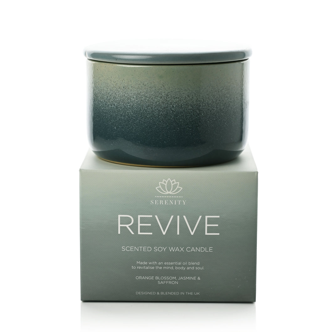 Serenity Revive Ceramic 430g Candle-OrangeJasmine&Saffron - Zebra Blush