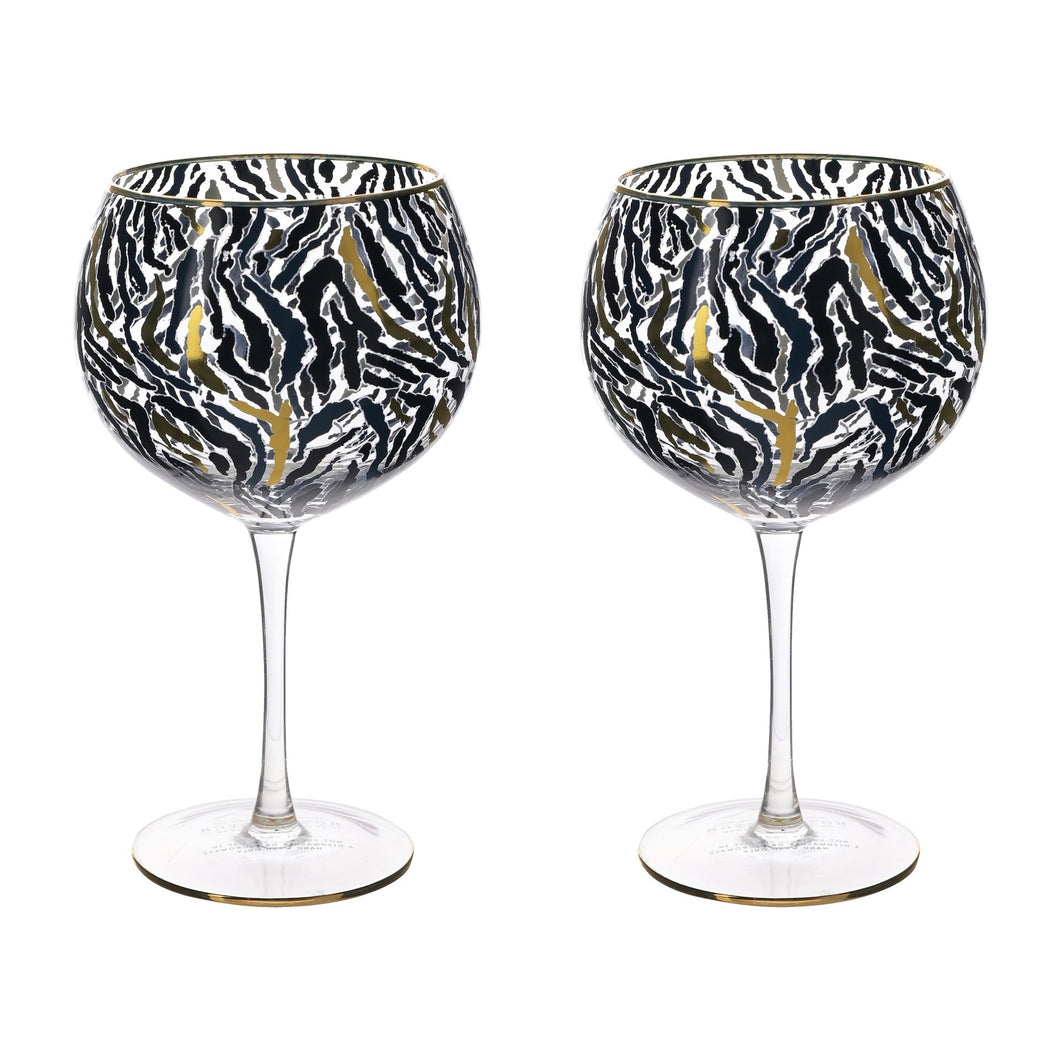 Frida Set of 2 Zebra Print Gin Glasses