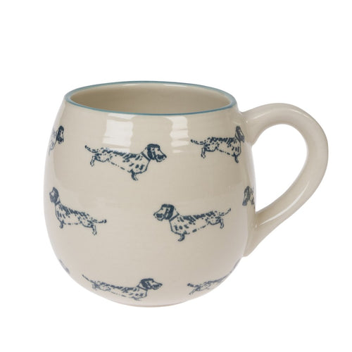 Mug - Stoneware - Patterned - Fetch (Dachshund) - Zebra Blush