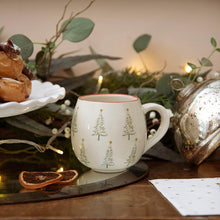 Load image into Gallery viewer, Mug  Stoneware  Patterned  Christmas Trees - Zebra Blush
