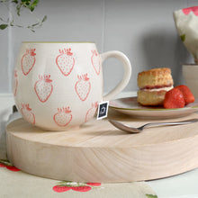 Load image into Gallery viewer, Mug - Stoneware - Patterned - Strawberries - Zebra Blush
