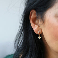 Load image into Gallery viewer, Tiny Bee Huggie Hoop Earrings in Gold
