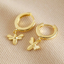 Load image into Gallery viewer, Tiny Bee Huggie Hoop Earrings in Gold
