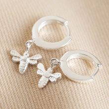 Load image into Gallery viewer, Tiny Bee Huggie Hoop Earrings in Silver
