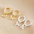 Tiny Bee Huggie Hoop Earrings in Silver