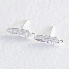 Load image into Gallery viewer, Tiny Sterling Silver Feather Stud Earrings
