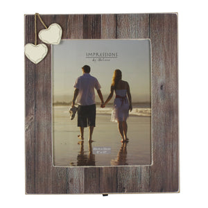 Distressed Wood Photo Frame 2 Hearts 8" x 10"