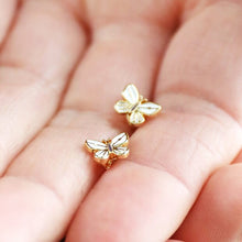 Load image into Gallery viewer, White Enamel Gold Butterfly Earrings
