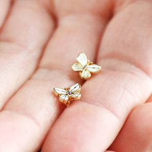 White Enamel Gold Butterfly Earrings